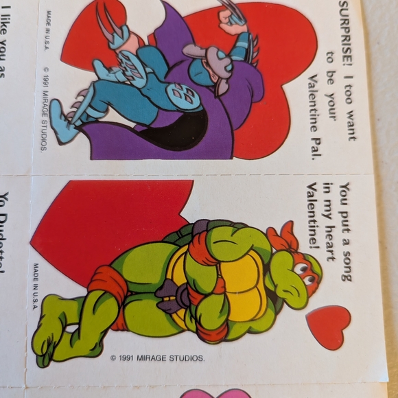 Teenage Mutant Ninja Turtles Valentine's Cards 1991. - Picture 2 of 6